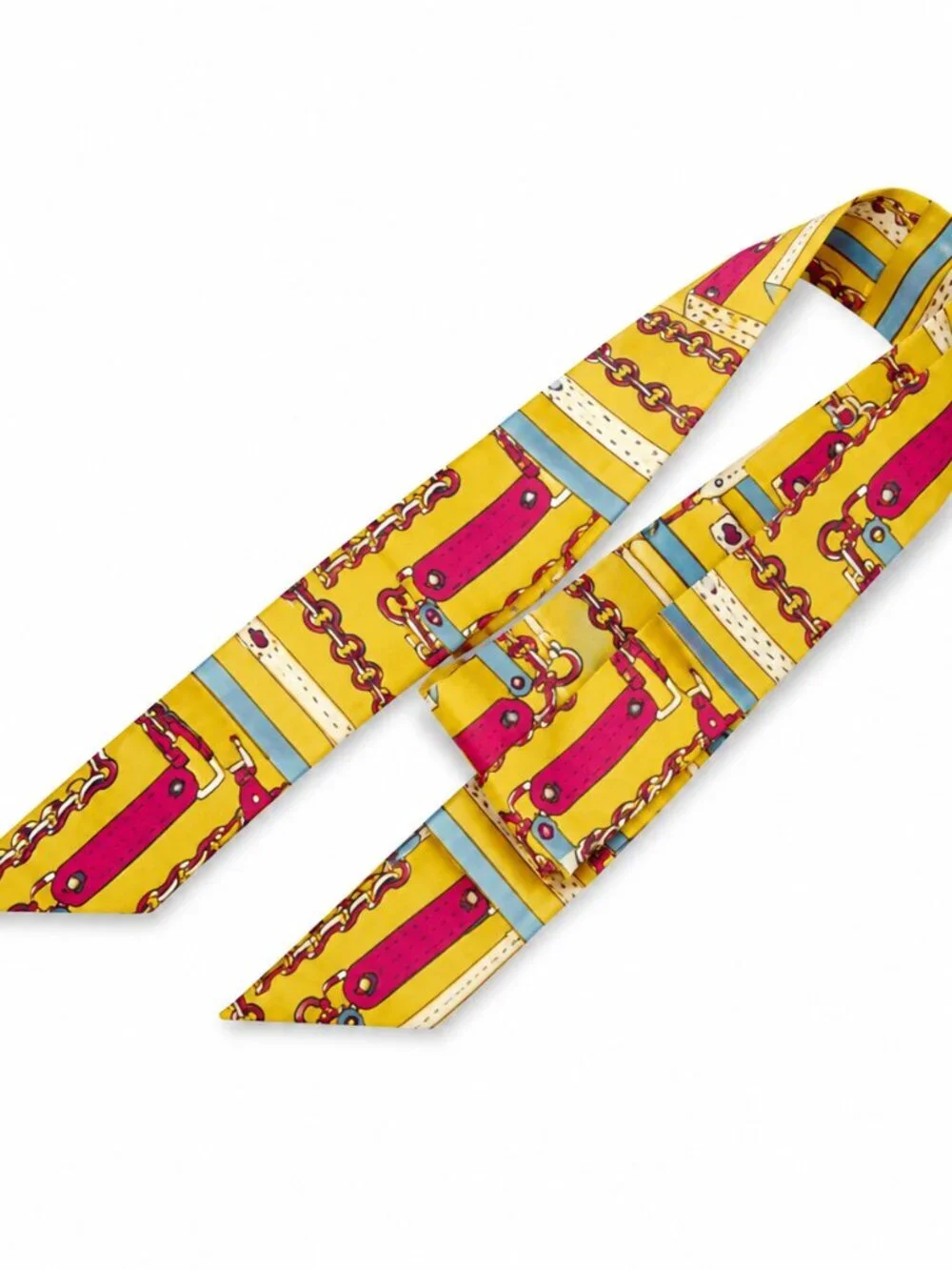 Gold Chain Print Skinny Scarf Hair Bag Neck Accent